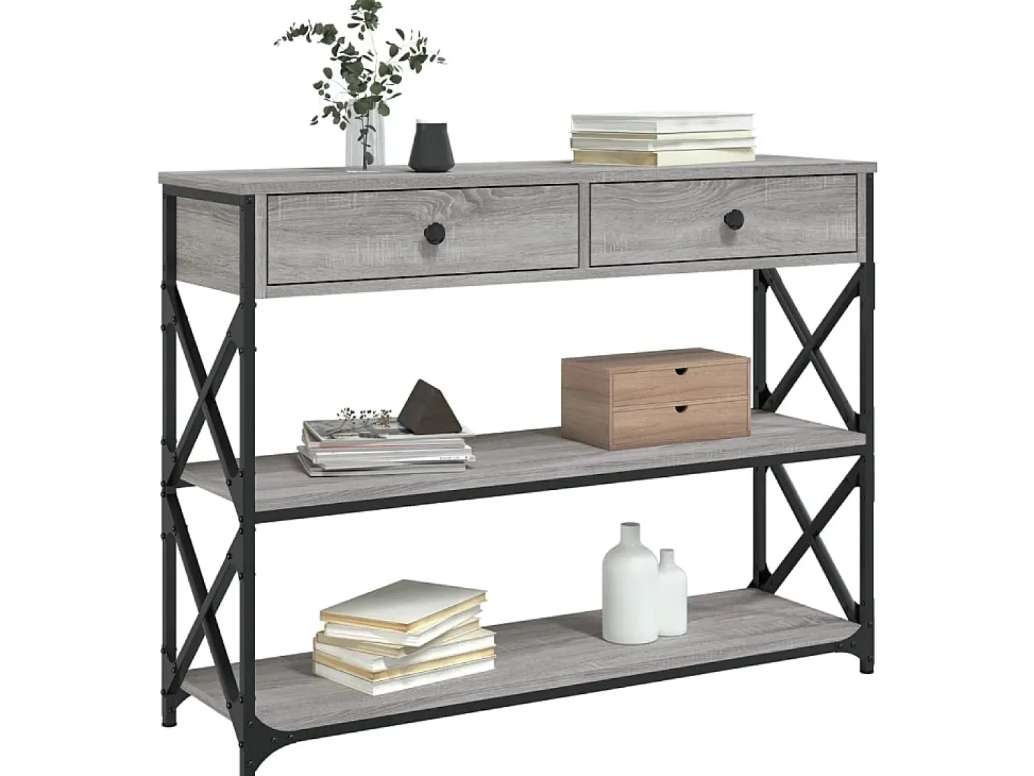 Sale Mesa consola 100x28x75 cm derivados de madeira sonoma PT390392 Cinzento