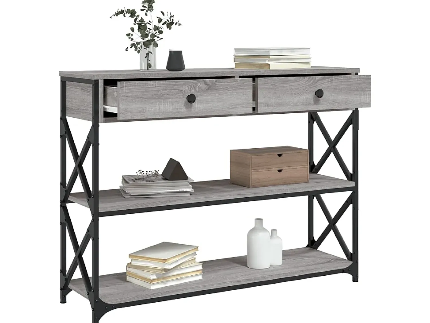 Sale Mesa consola 100x28x75 cm derivados de madeira sonoma PT390392 Cinzento