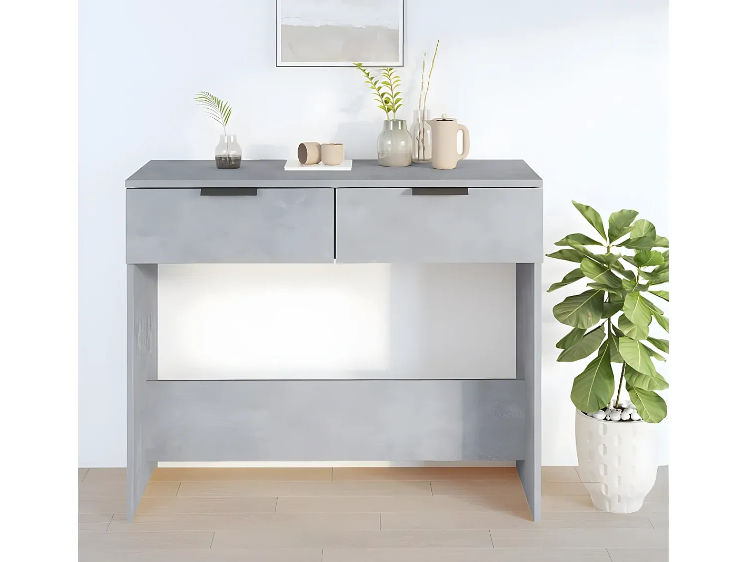 Consola| Mesa consola 90x36x75 cm derivados de madeira -cimento PT760650 Cinzento