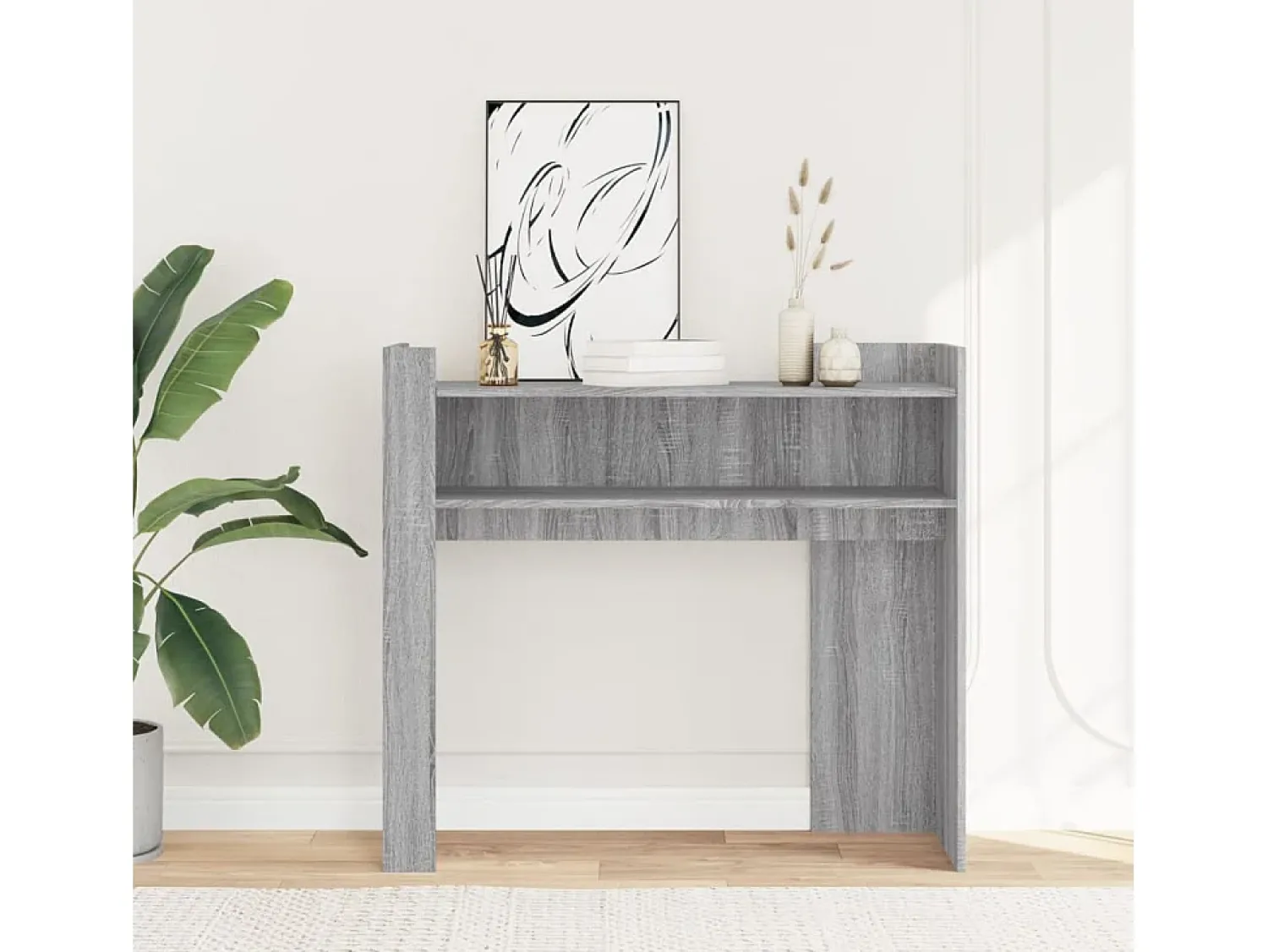Outlet Mesa consola 100x35x90 cm derivados de madeira sonoma PT776454 Cinzento