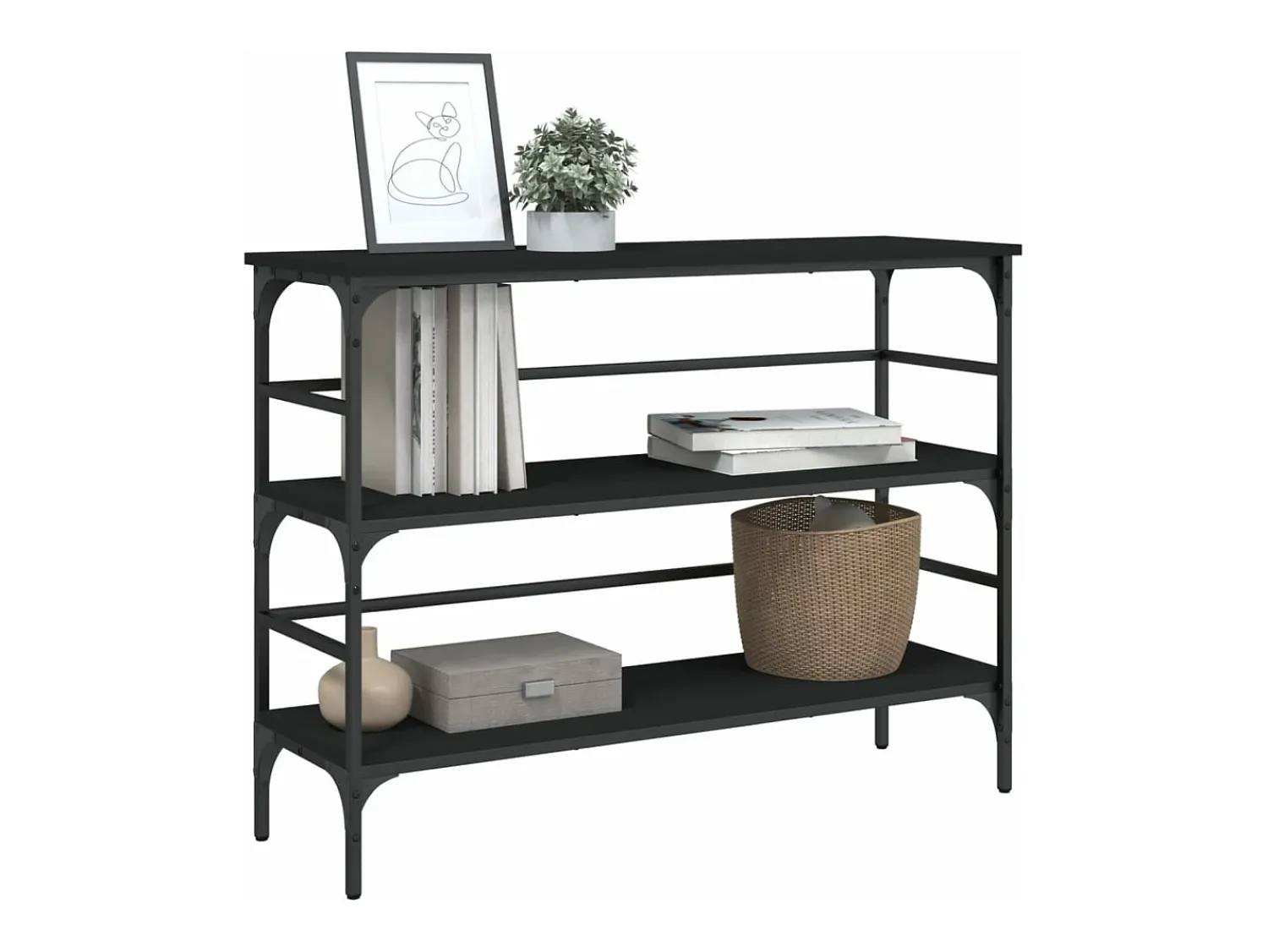 Consola* Mesa consola 100x32x75 cm derivados de madeira PT644018 Preto