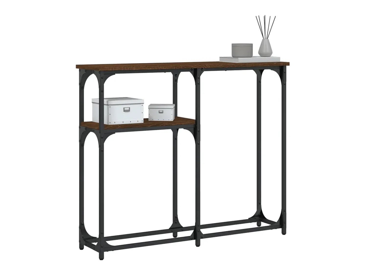 Consola| Mesa consola 90x22,5x75 cm derivados madeira carvalho PT981161 Castanho