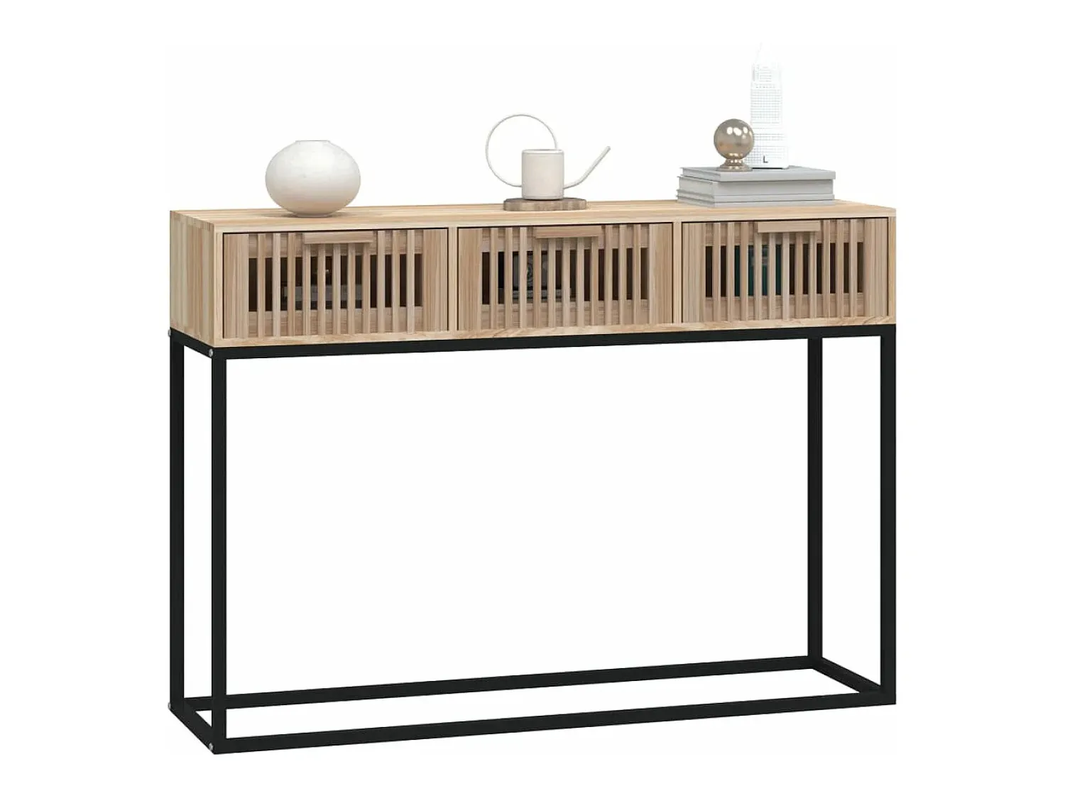 Consola| Mesa consola 105x30x75 cm derivados de madeira e ferro PT137692 Castanho