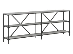 Consola| Mesa consola 200x30x75 cm derivados madeira/ferro cinza sonoma PT419543 Cinzento