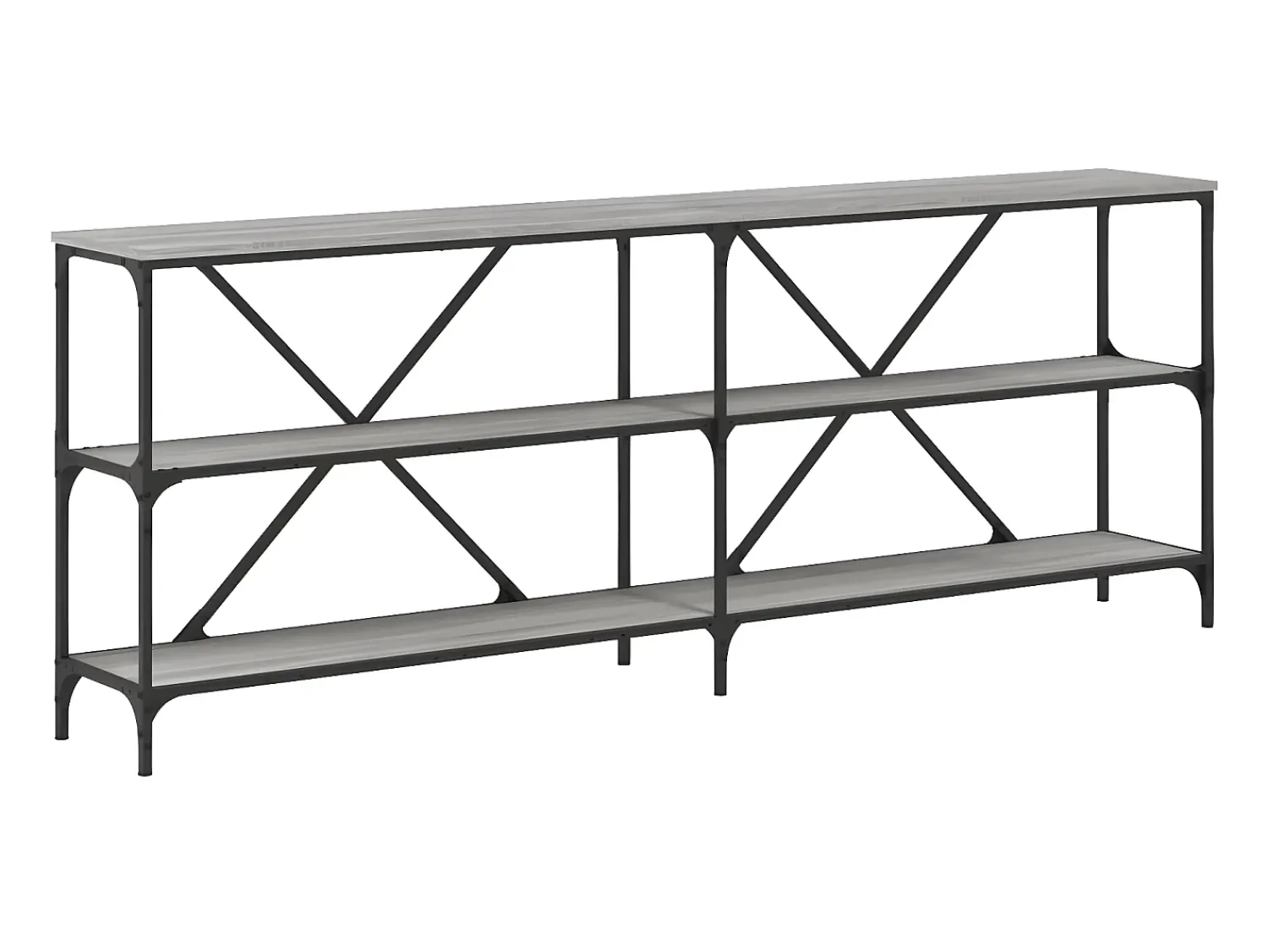 Consola| Mesa consola 200x30x75 cm derivados madeira/ferro cinza sonoma PT419543 Cinzento