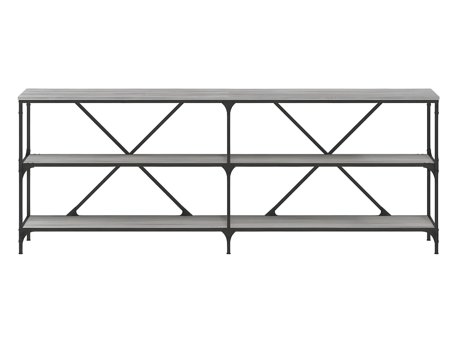 Consola| Mesa consola 200x30x75 cm derivados madeira/ferro cinza sonoma PT419543 Cinzento