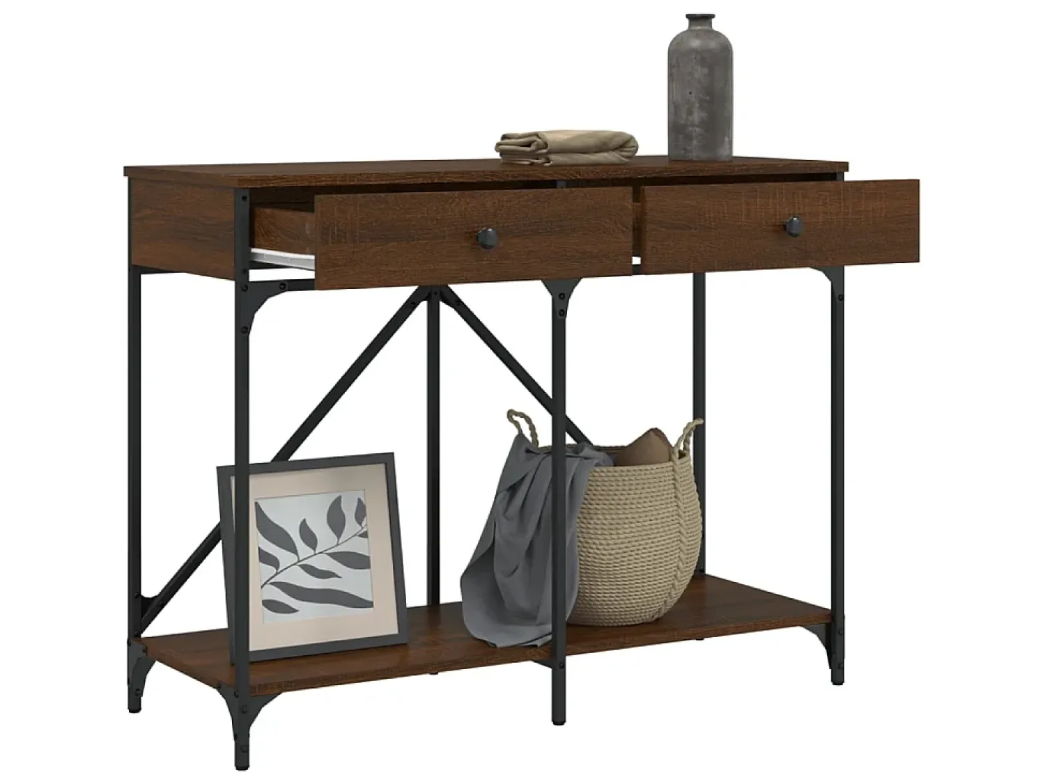 Mesa consola 100x39x78,5 cm derivados madeira carvalho PT177137 Castanho