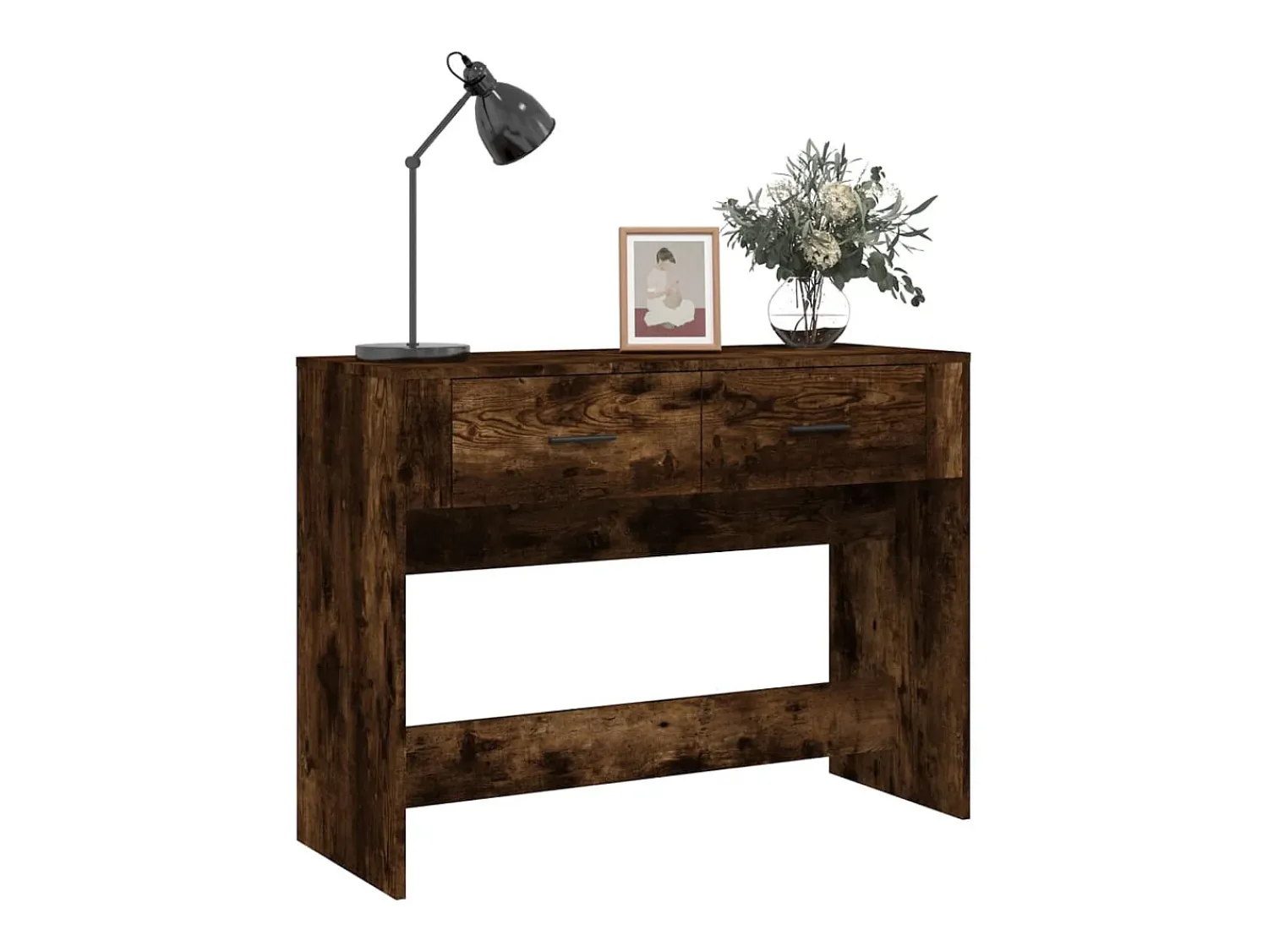 Consola* Mesa consola 100x39x75 cm derivados de madeira carvalho fumado PT486744 Castanho