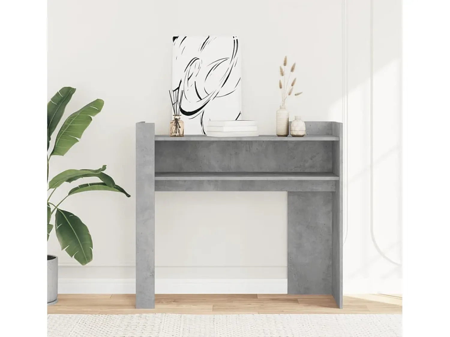 Consola| Mesa consola 100x35x90 cm derivados de madeira cimento PT984212 Cinzento