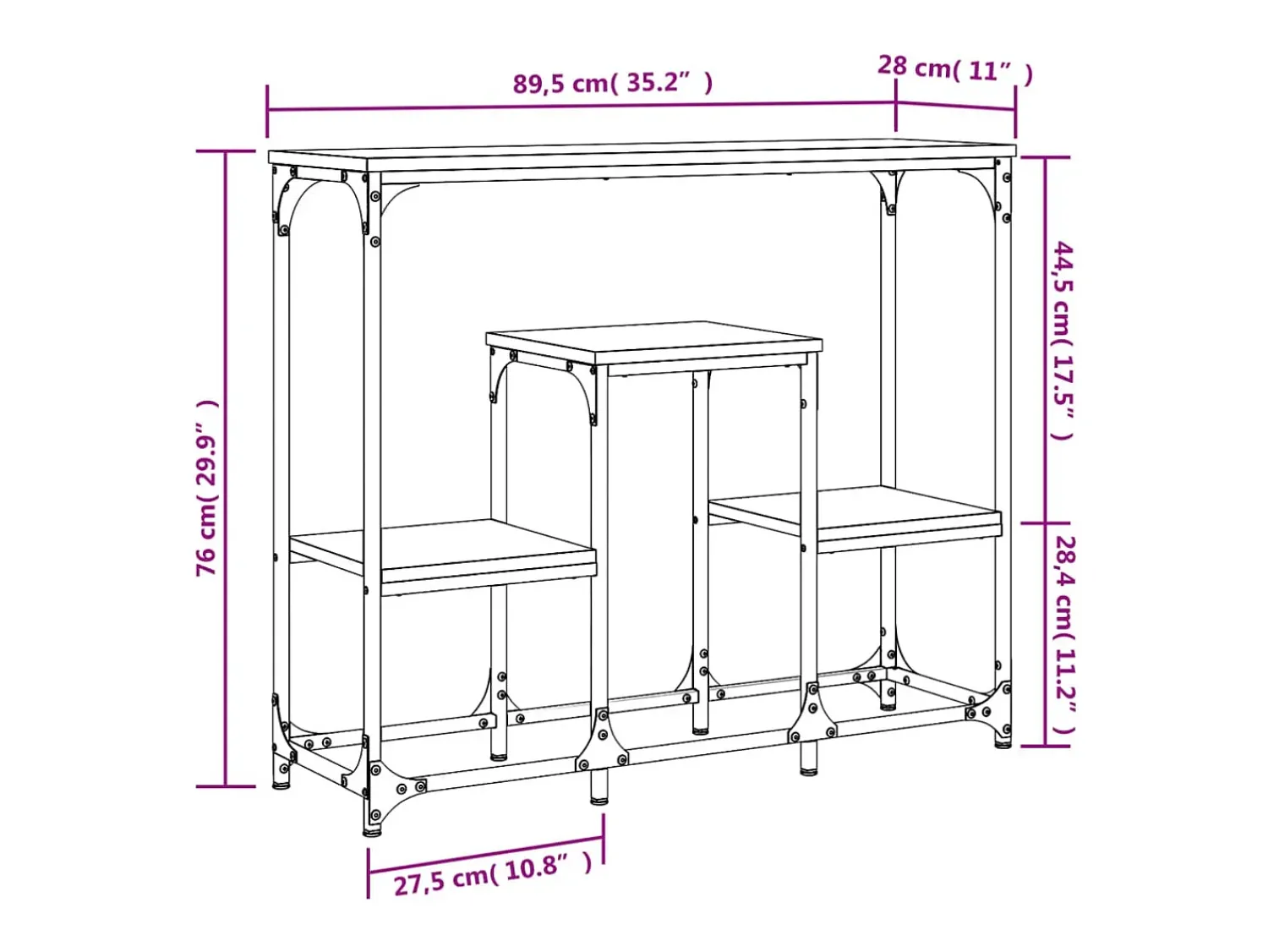 Hot vidaxl Mesa consola 89,5x28x76 cm derivados de madeira carvalho fumado Natural claro