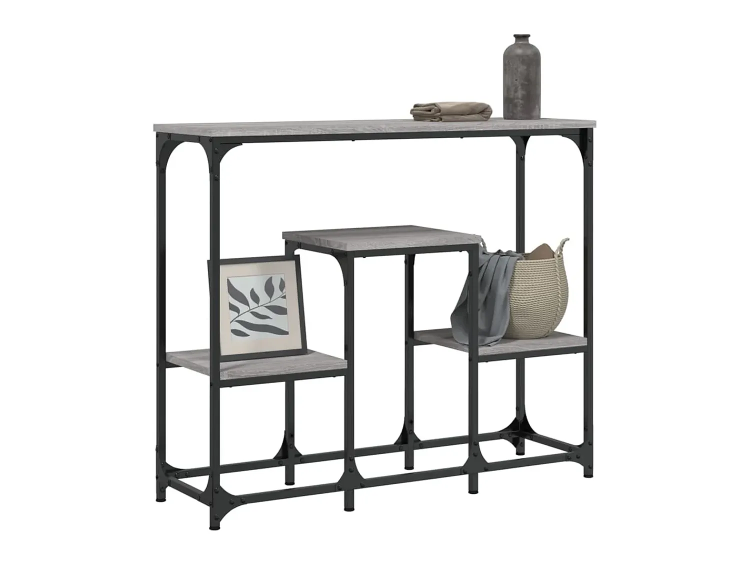 Consola| Mesa consola 89,5x28x76 cm derivados de madeira sonoma PT678095 Cinzento