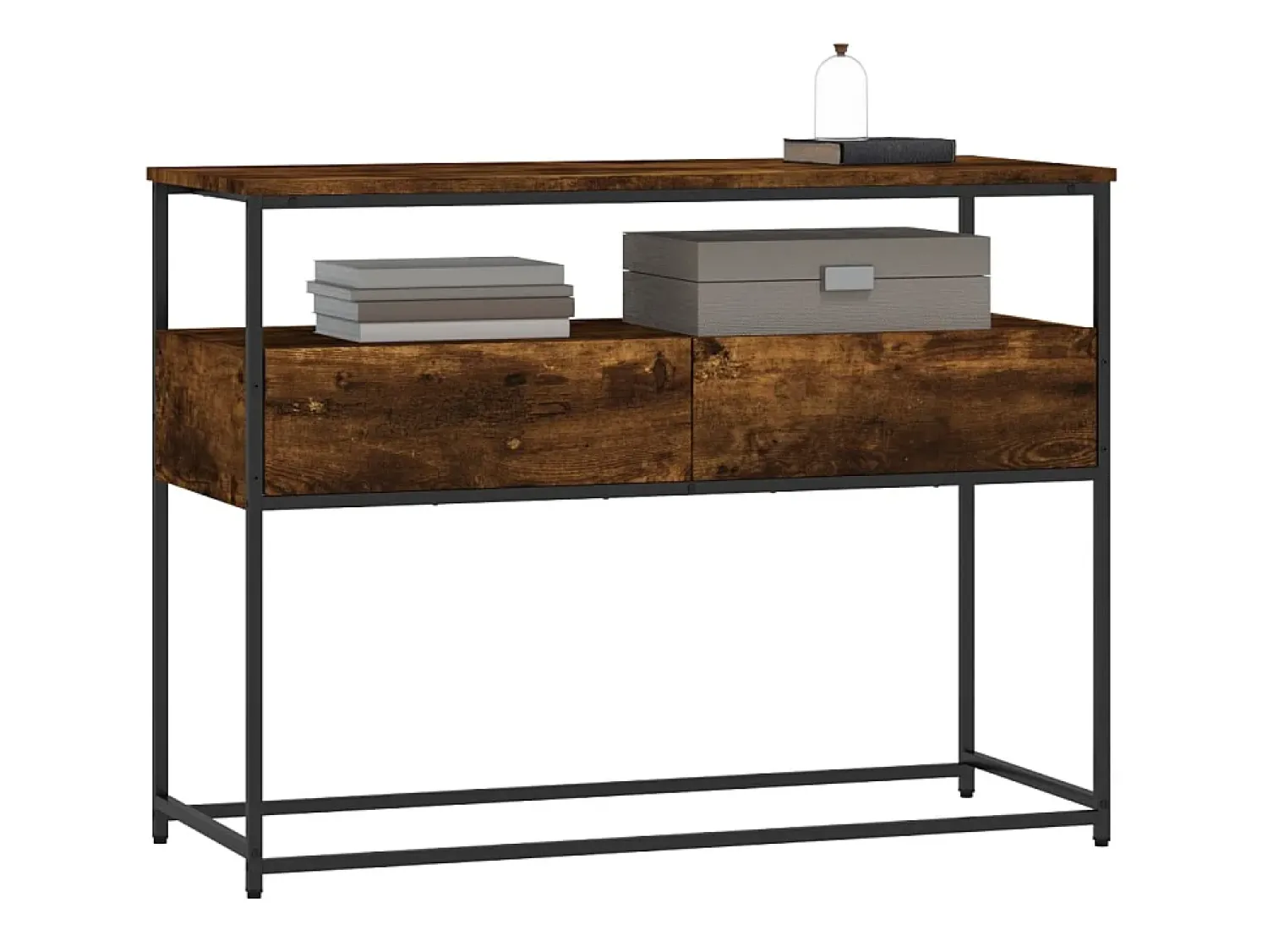 Consola* Mesa consola 100x40x75 cm derivados de madeira carvalho fumado PT806515 Castanho