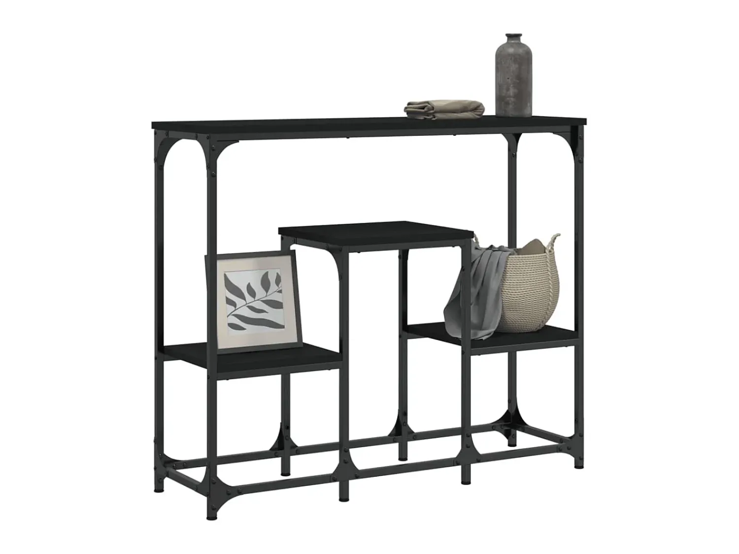 Consola* Mesa consola 89,5x28x76 cm derivados de madeira PT829035 Preto