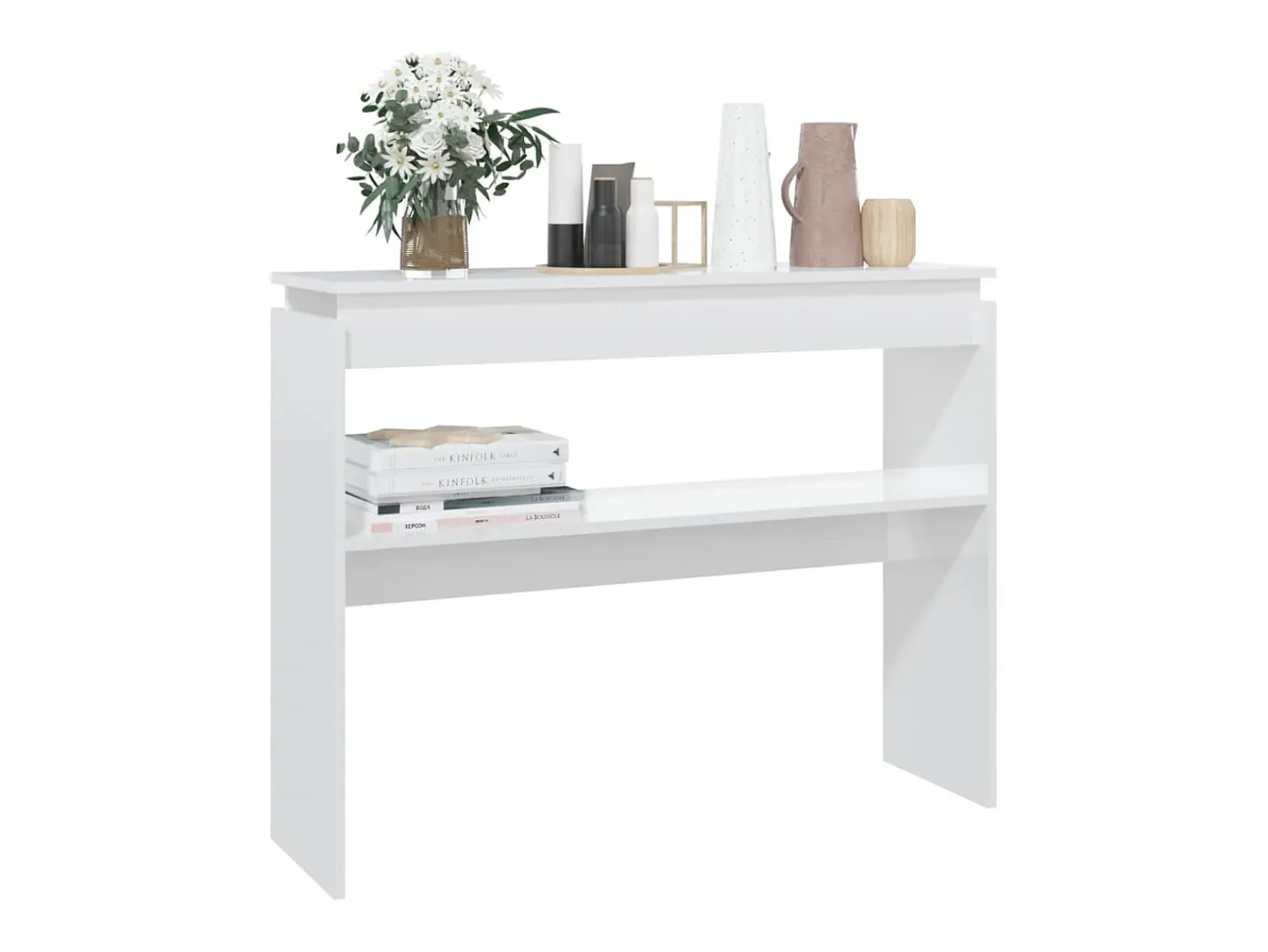 Discount Mesa consola 102x30x80 cm derivados madeira brilhante PT613269 Branco