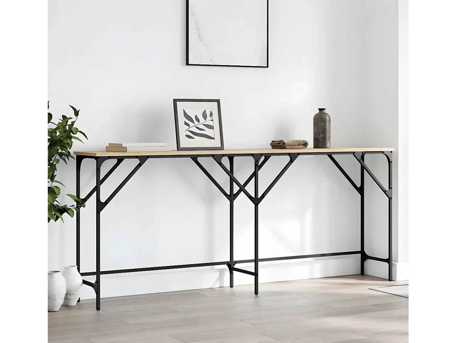 Mesa consola 180x29x75 cm derivados de madeira carvalho sonoma PT555039^ Consola
