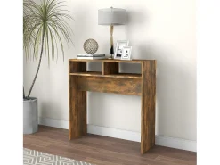 Consola* Mesa consola 78x30x80 cm derivados de madeira carvalho fumado PT543741 Castanho