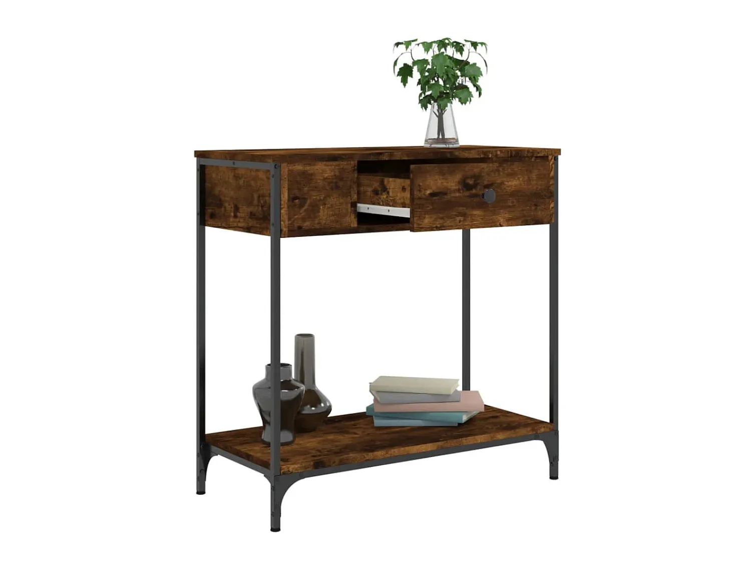 Consola* Mesa consola 75x34,5x75 cm derivados de madeira carvalho fumado PT737323 Castanho