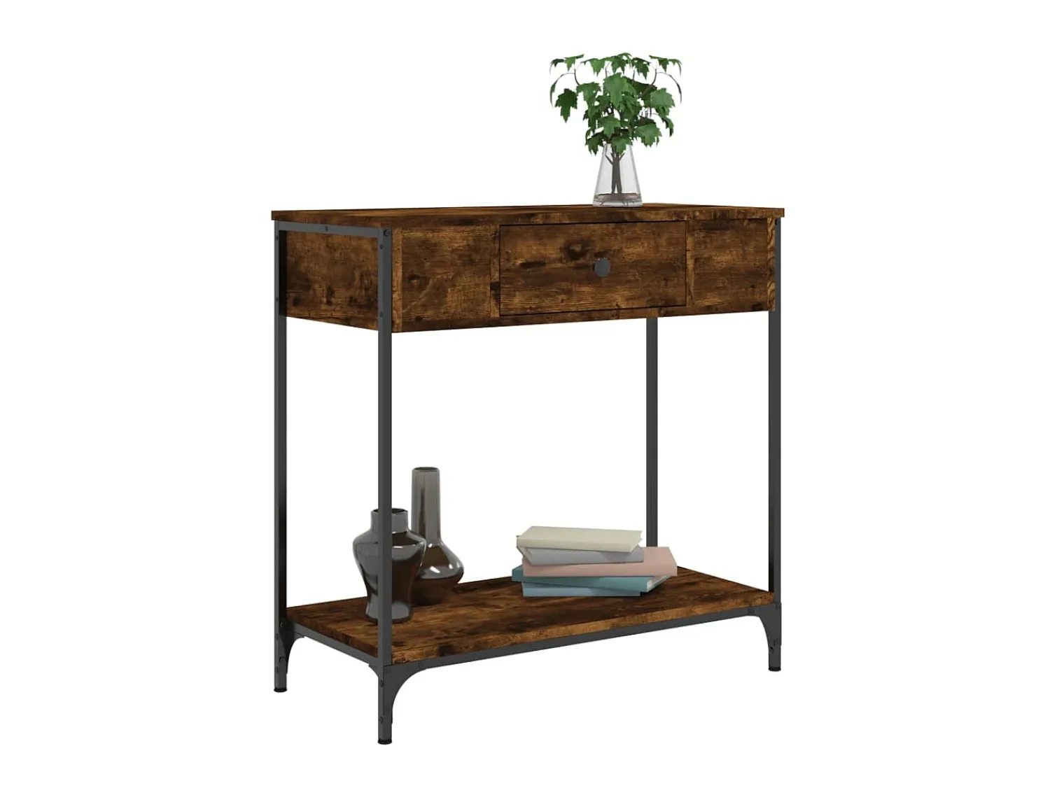 Consola* Mesa consola 75x34,5x75 cm derivados de madeira carvalho fumado PT737323 Castanho