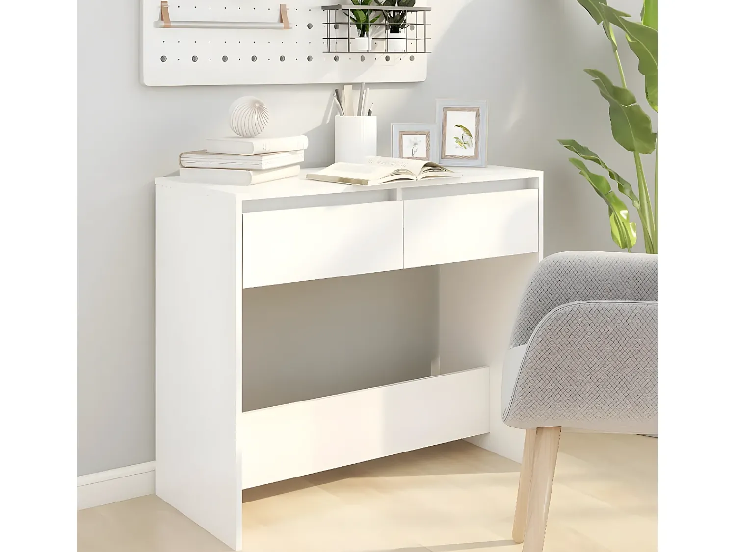 Consola| Mesa consola 89x41x76,5 cm derivados de madeira PT829831 Branco
