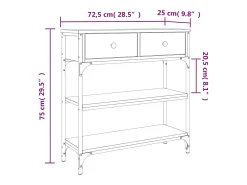 Hot vidaxl Mesa consola 72,5x25x75 cm derivados de madeira carvalho fumado Natural claro