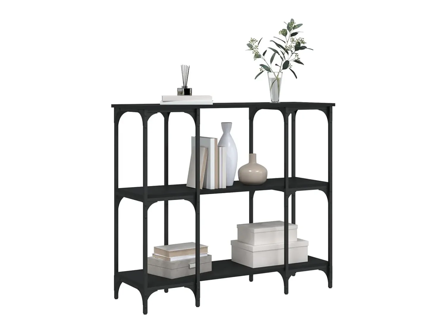 Mesa consola 102x35x90 cm derivados de madeira PT454160 Preto