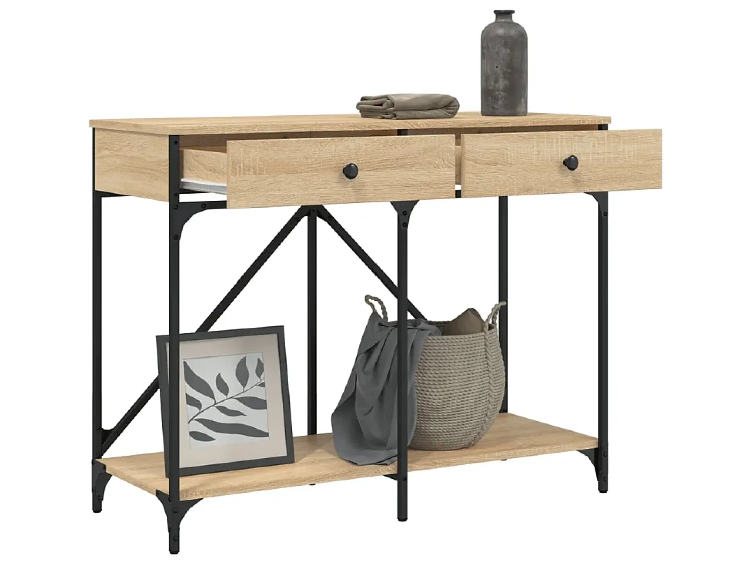 Mesa consola 100x39x78,5 cm derivados madeira carvalho sonoma PT574867^ Consola