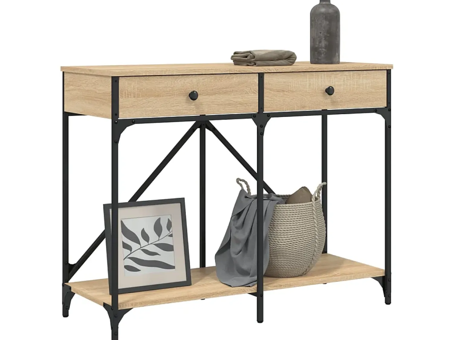 Mesa consola 100x39x78,5 cm derivados madeira carvalho sonoma PT574867^ Consola