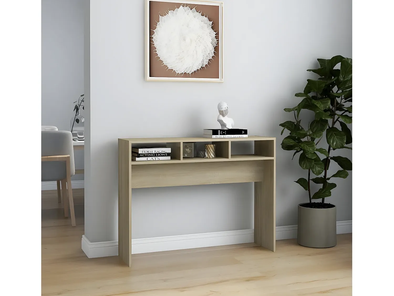 Consola| Mesa consola 105x30x80 cm derivados de madeira carvalho sonoma PT340708 Castanho