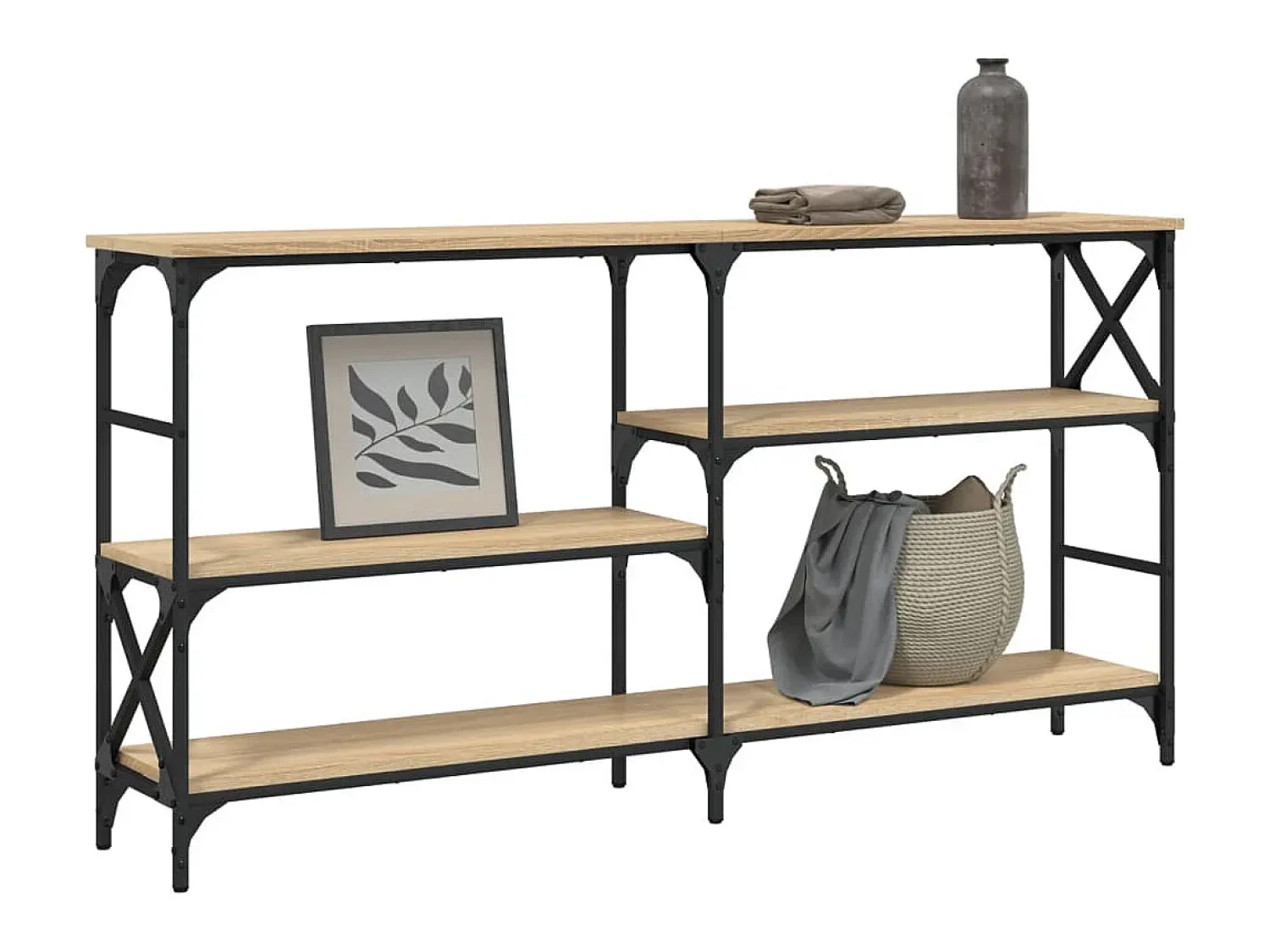 Mesa consola 150x29x76,5 cm derivados madeira carvalho sonoma PT934051 Castanho