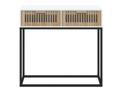 Consola* Mesa consola 80x30x75 cm derivados de madeira e ferro PT339858 Branco