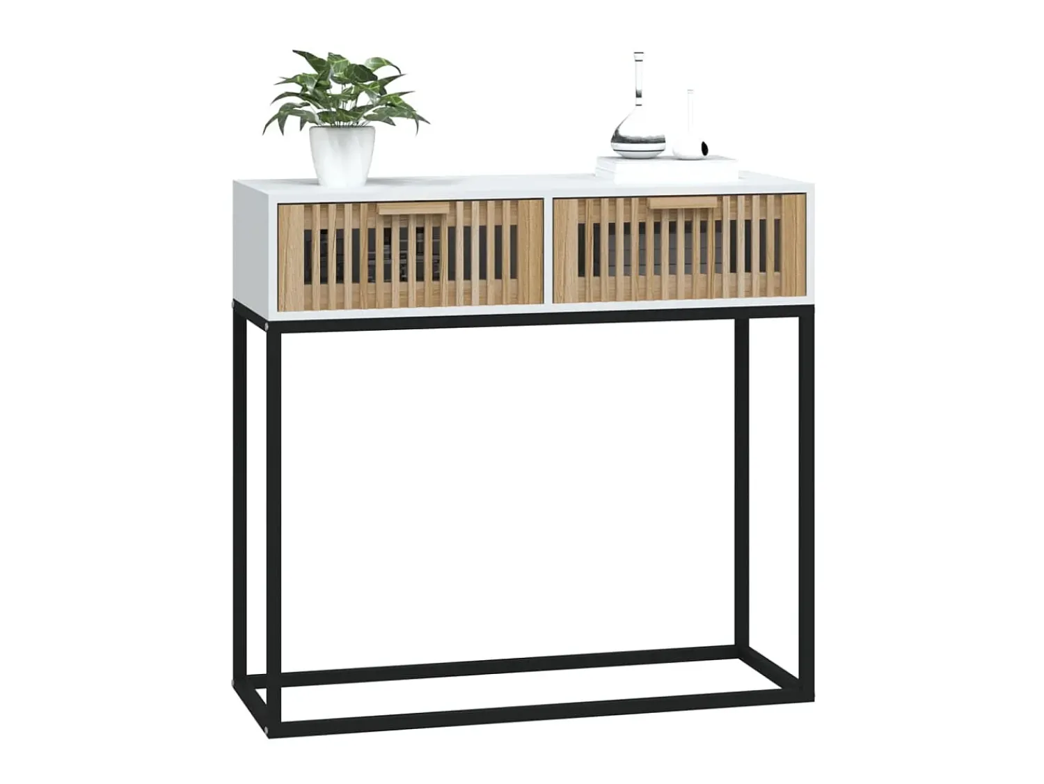 Consola* Mesa consola 80x30x75 cm derivados de madeira e ferro PT339858 Branco