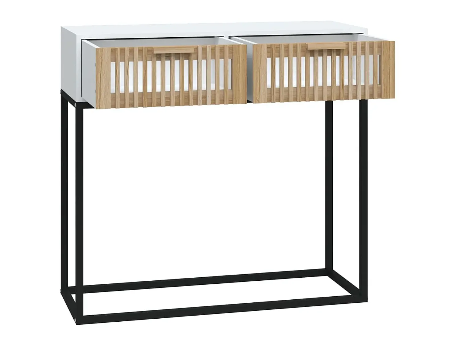 Consola* Mesa consola 80x30x75 cm derivados de madeira e ferro PT339858 Branco