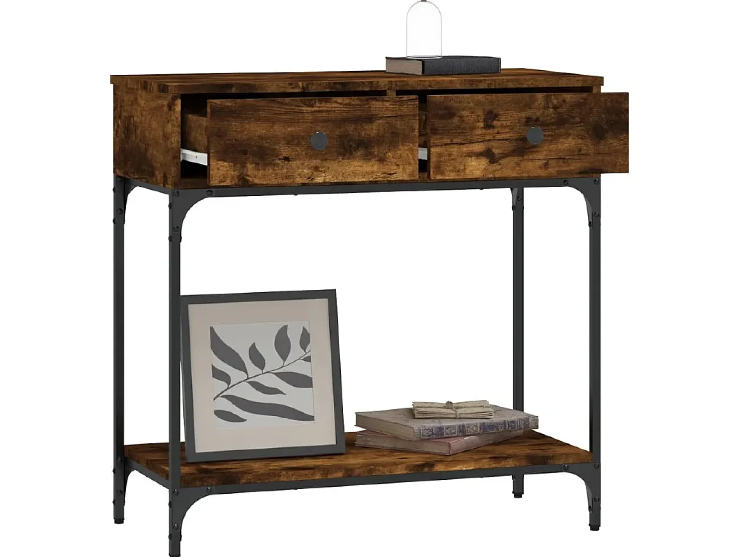 Consola| Mesa consola 75x34,5x75 cm derivados de madeira carvalho fumado PT638832 Castanho