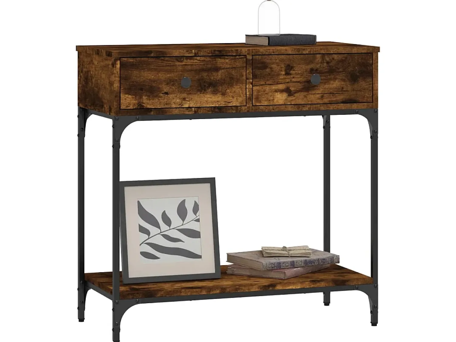Consola| Mesa consola 75x34,5x75 cm derivados de madeira carvalho fumado PT638832 Castanho