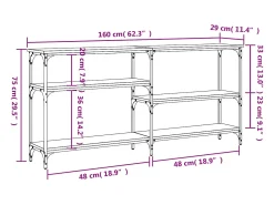 vidaxl Mesa consola 160x29x75 cm derivados madeira carvalho castanho^ Consola