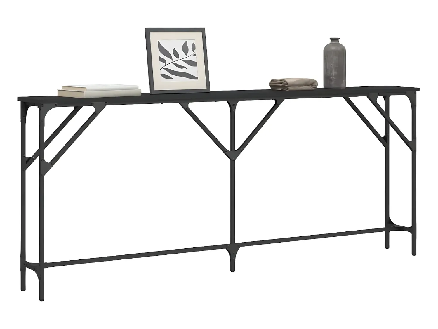 Consola| Mesa consola 180x23x75 cm derivados de madeira PT707881 Preto