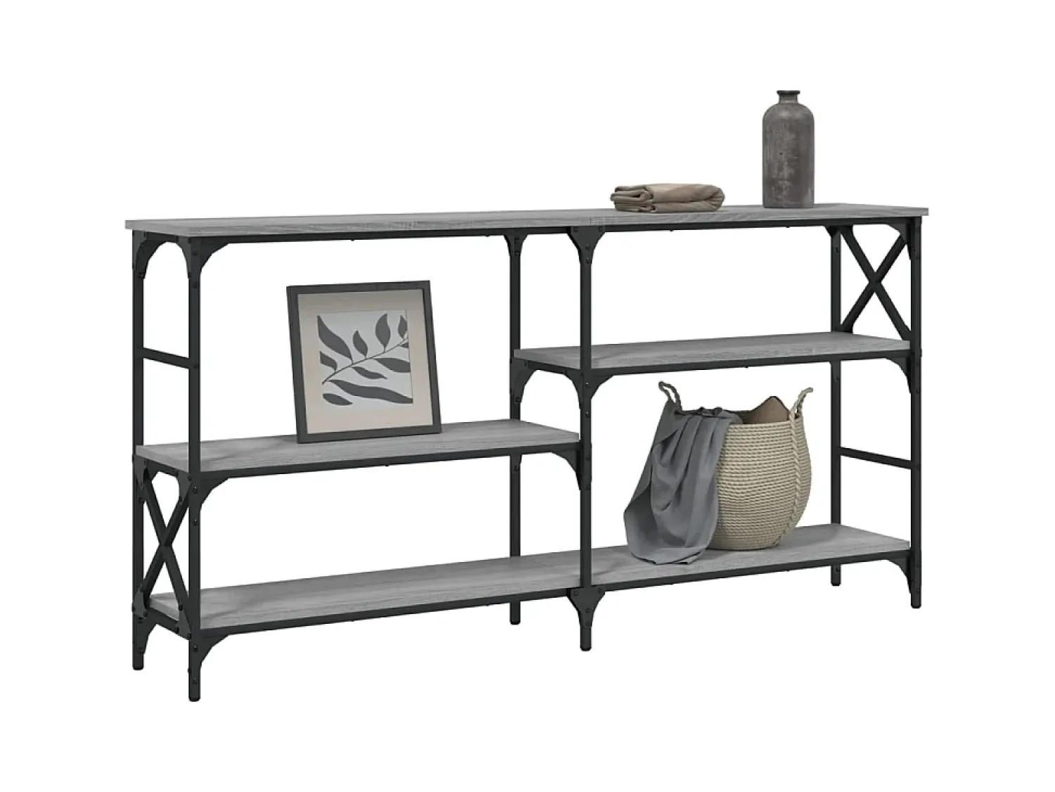 Consola* Mesa consola 150x29x76,5 cm derivados madeira sonoma PT144844 Cinzento