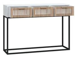 Consola|vidaxl Mesa consola 105x30x75 cm derivados de madeira e ferro Branco