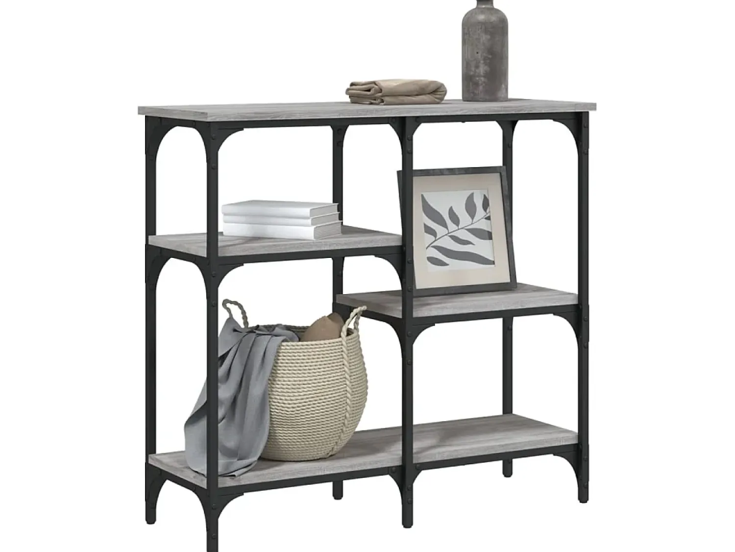 Consola| Mesa consola 80x29x75 cm derivados de madeira sonoma PT881274 Cinzento