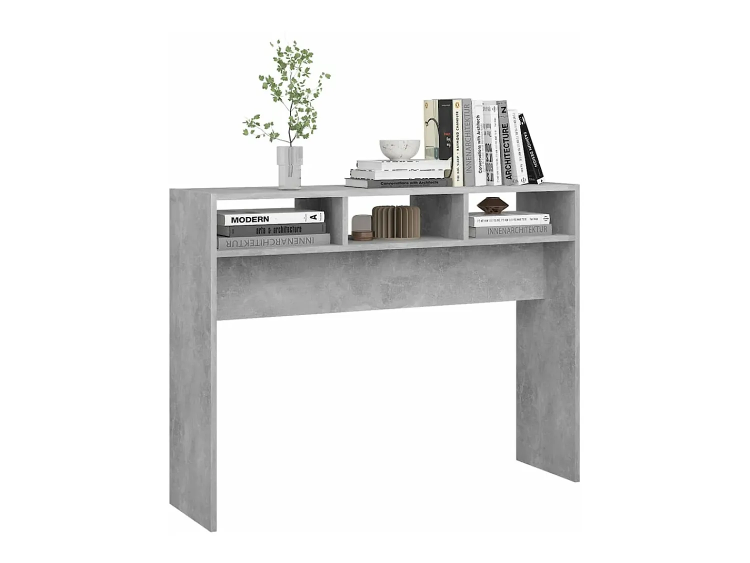 Consola* Mesa consola 105x30x80 cm derivados de madeira cimento PT965664 Cinzento