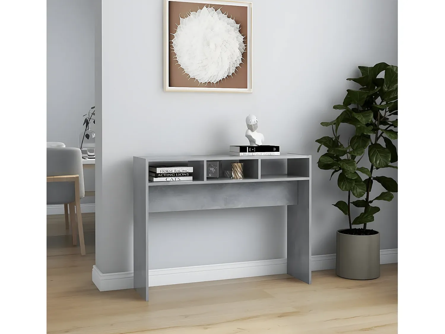 Consola* Mesa consola 105x30x80 cm derivados de madeira cimento PT965664 Cinzento