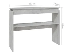 Consola|vidaxl Mesa consola 102x30x80 cm derivados de madeira cimento Cinzento