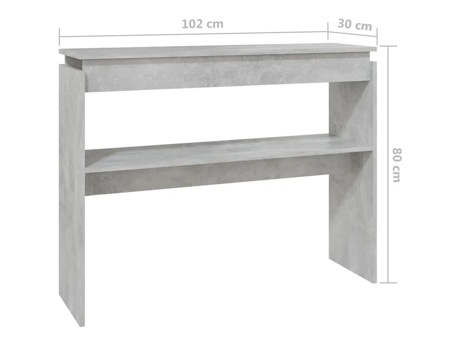 Consola|vidaxl Mesa consola 102x30x80 cm derivados de madeira cimento Cinzento