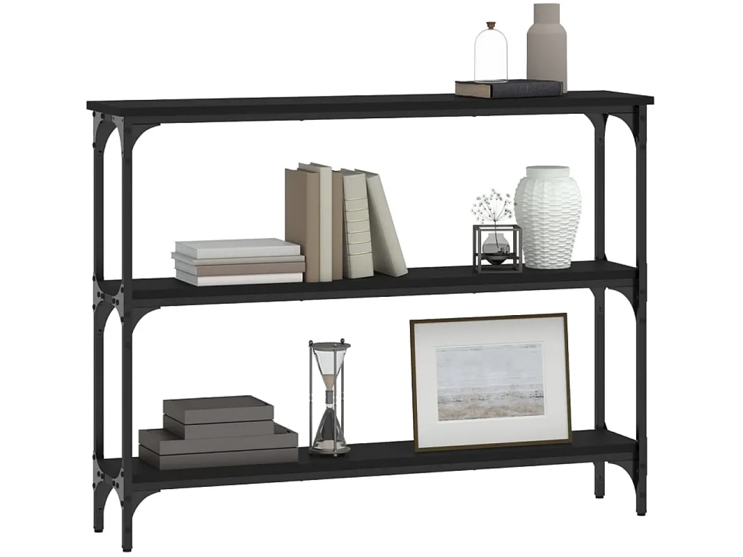 Consola* Mesa consola 100x22,5x75 cm derivados de madeira PT270268 Preto