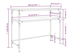 Discount vidaxl Mesa consola 100x35,5x75 cm derivados de madeira Preto