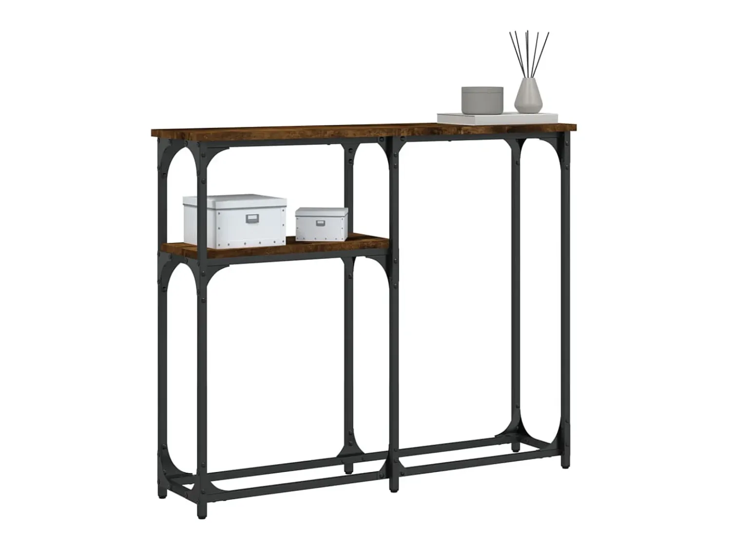 Mesa consola 90x22,5x75 cm derivados de madeira carvalho fumado PT444459^ Consola