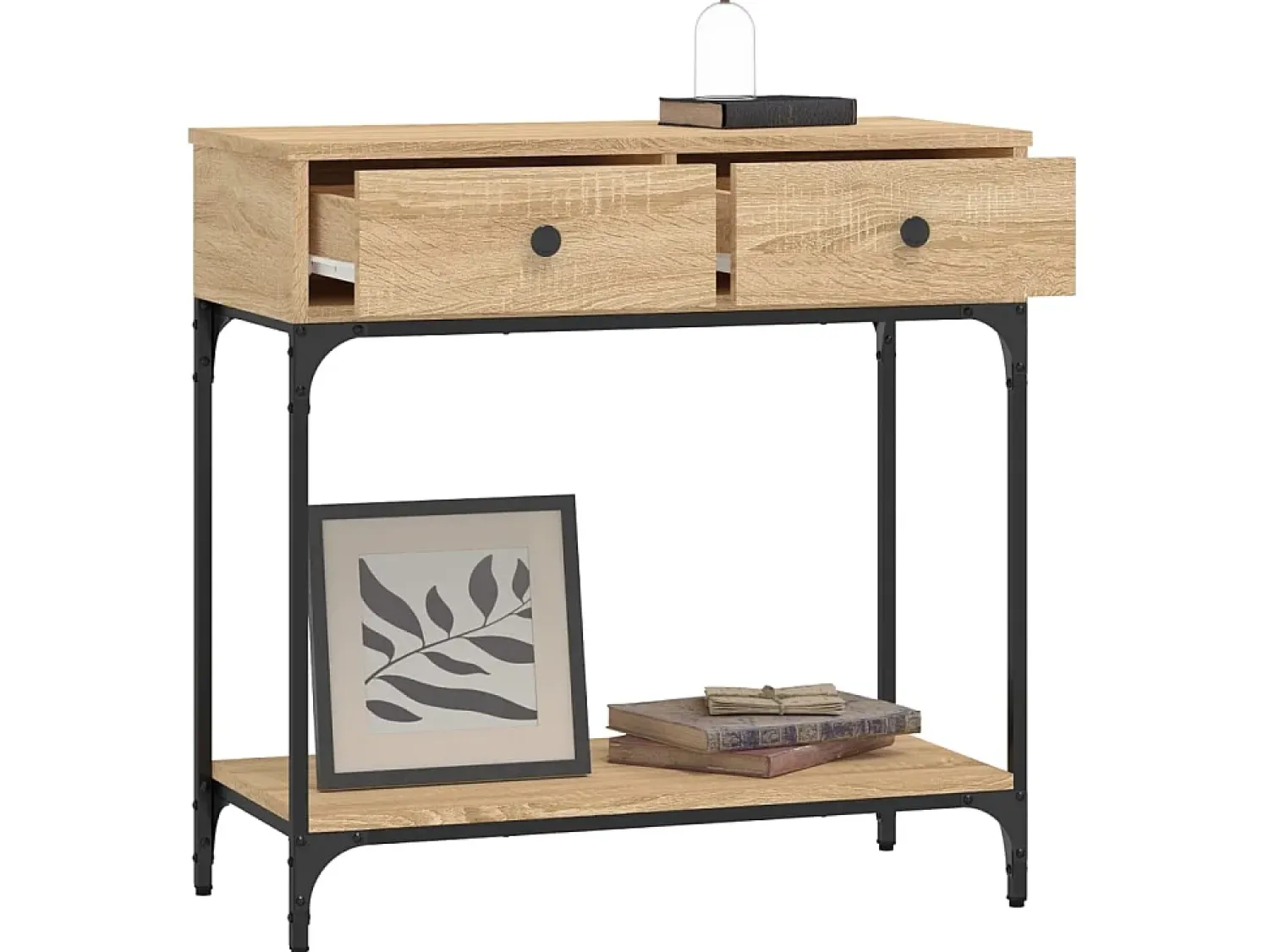 Consola| Mesa consola 75x34,5x75 cm derivados de madeira carvalho sonoma PT821780 Castanho