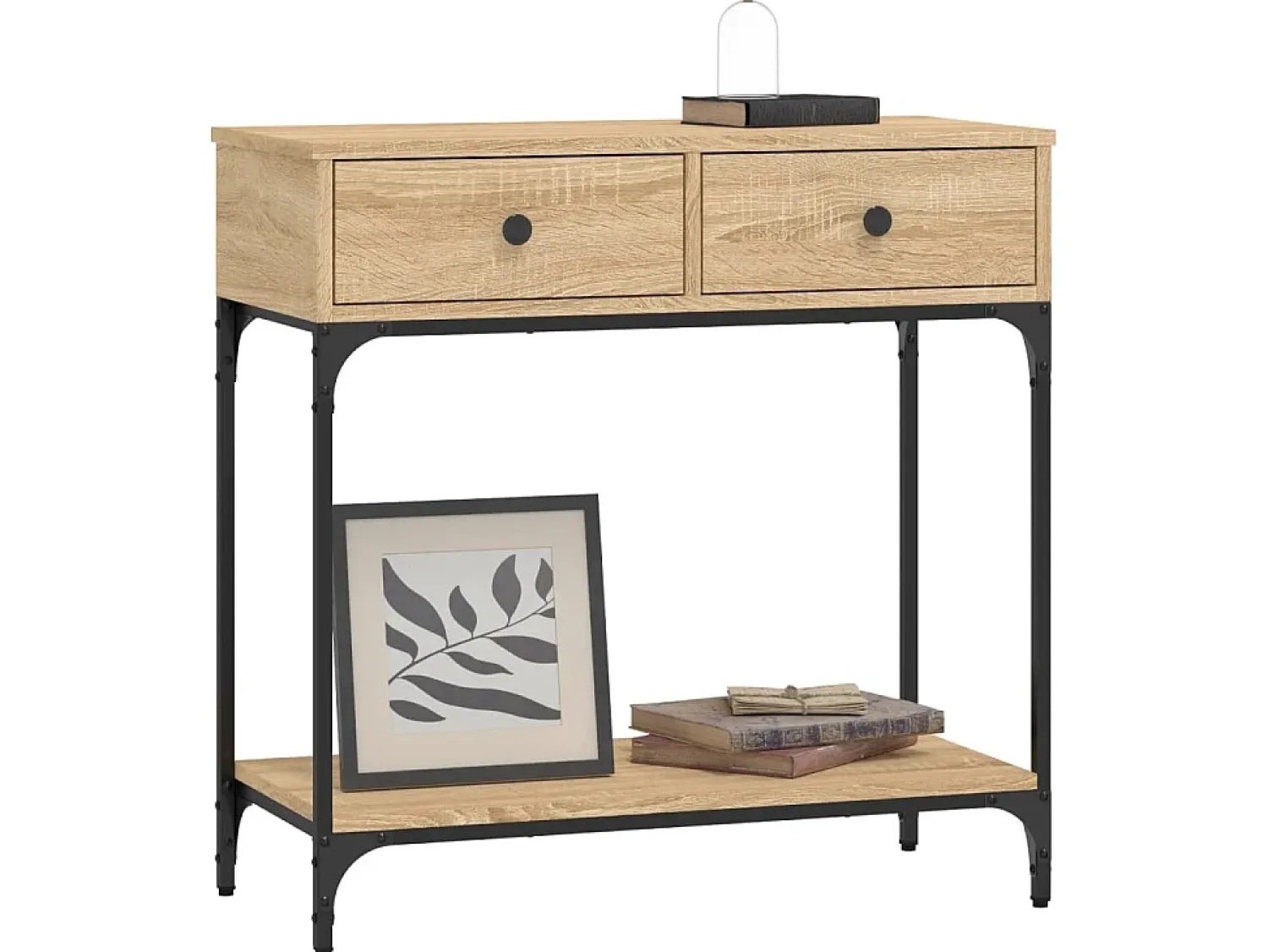 Consola| Mesa consola 75x34,5x75 cm derivados de madeira carvalho sonoma PT821780 Castanho
