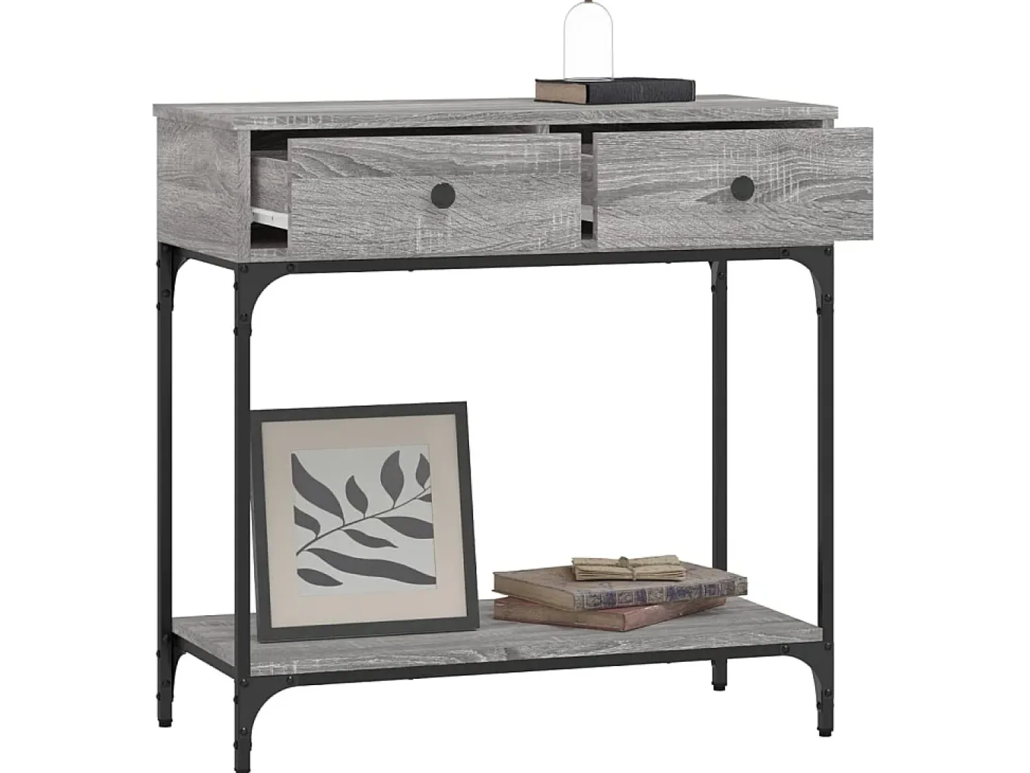 Consola* Mesa consola 75x34,5x75 cm derivados de madeira sonoma PT350294 Cinzento