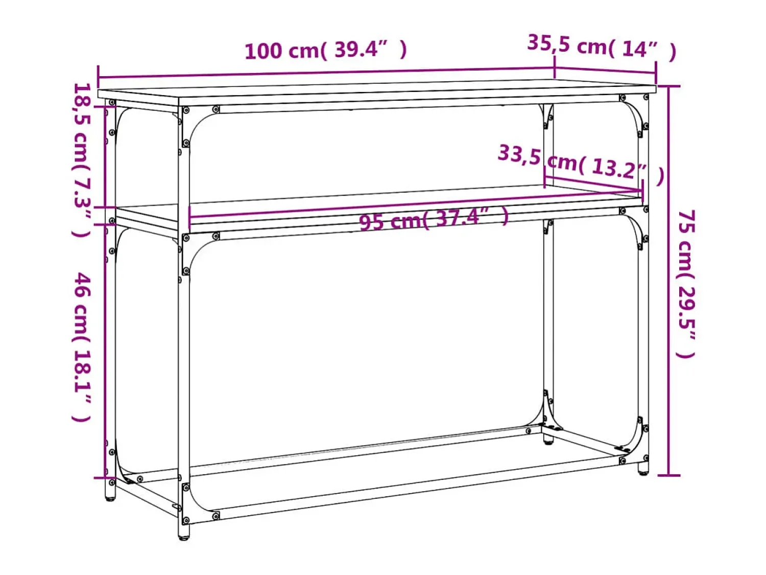 Discount vidaxl Mesa consola 100x35,5x75 cm derivados madeira carvalho castanho Natural claro